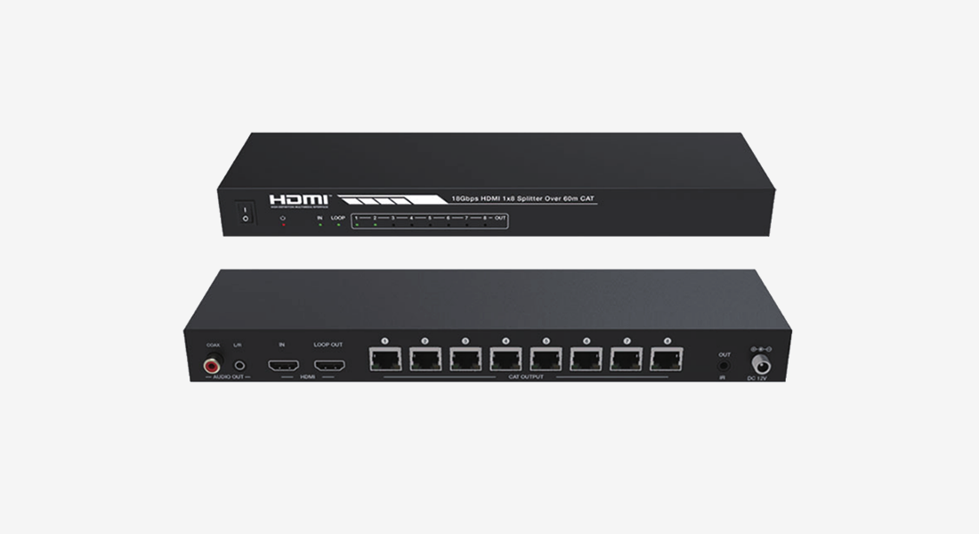 HDBaseT 4K60 1*8分配器带150米延长