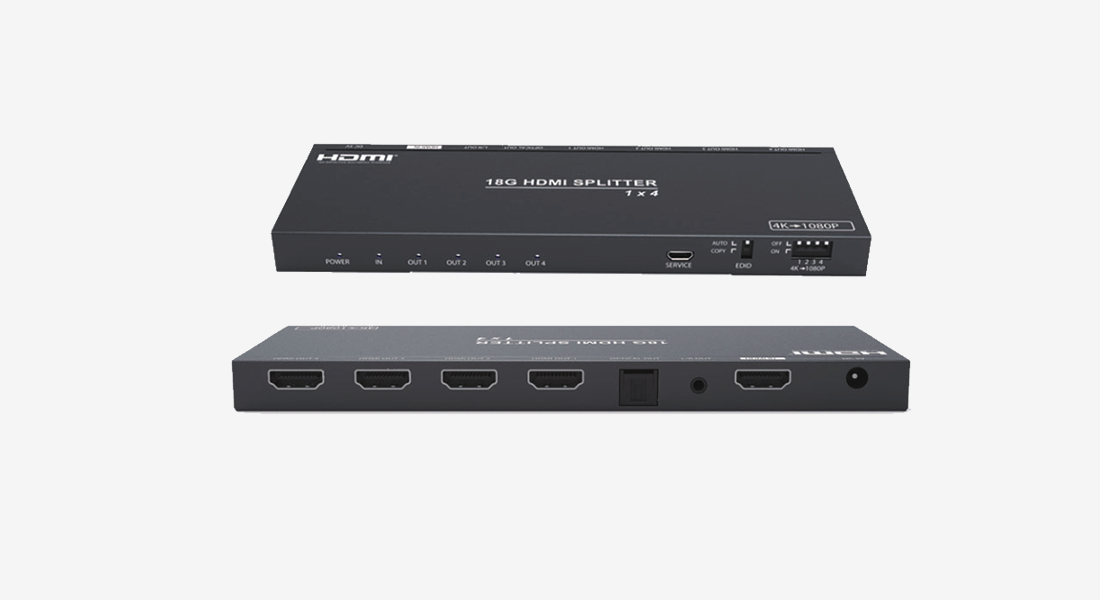 HDMI 4K60 1*4分配器带图像缩放、音频剥离